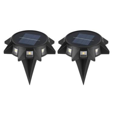 Imagem de Kit 2 Luminária Solar 8 LEDs Espeto de Jardim Luz Parede Área Externa 