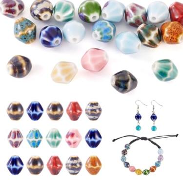 Imagem de Craftora 20 peças 10 mm contas de cerâmica losango coloridas vintage esmalte porcelana espaçador para pulseira, colar, brincos, artesanato, joias, 10 mm de diâmetro