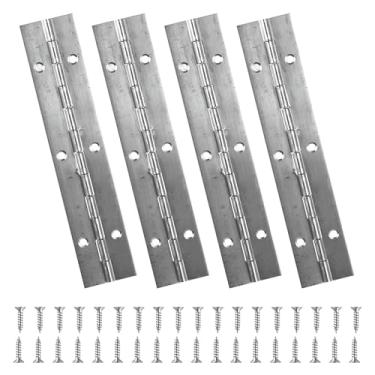 Imagem de 4 dobradiças de piano de 15 cm para gabinete, dobradiças de porta longas de aço inoxidável 304 resistentes contínuas e prateadas para caixa de artesanato de madeira DIY (prata)