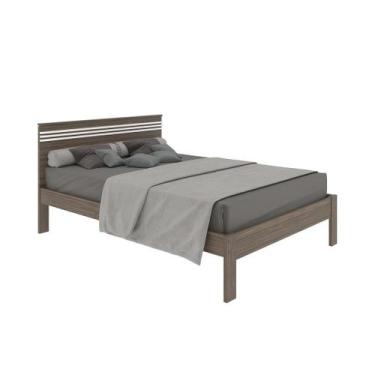 Imagem de Cama de Casal Tradicional 138x188cm MDP Nogal/Branco Até 260kg Tecnomo