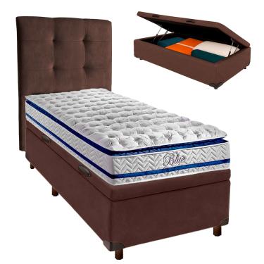 Imagem de Kit Cabeceira + Cama Box Bau  + Colchão Solteiro Molas Ensacadas Blue Paropas