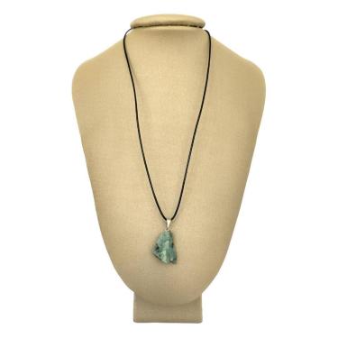 Imagem de Colar Em Couro Grego E Prata Esmeralda Bruta - Ponte Vecchio