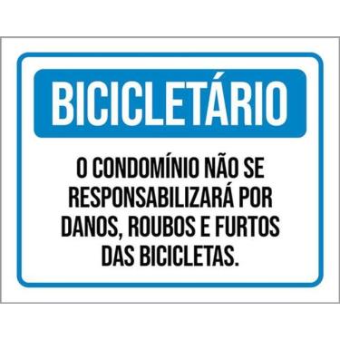 Imagem de Kit 3 Placa Bicicletário Condomínio Roubos Furtos 36X46