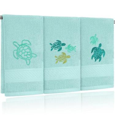 Imagem de Toalhas de mão Hahafelt Sea Turtle Coastal 100% algodão (35x75cm)