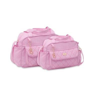 Imagem de Kit bolsa bebê maternidade rosa chaveiro 2 peças