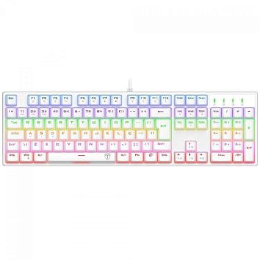 Imagem de Teclado Mecânico Gamer T-Dagger Rebel, Rainbow, Switch Brown, Full Size, ABNT2, Branco - Branco - U-Unissex