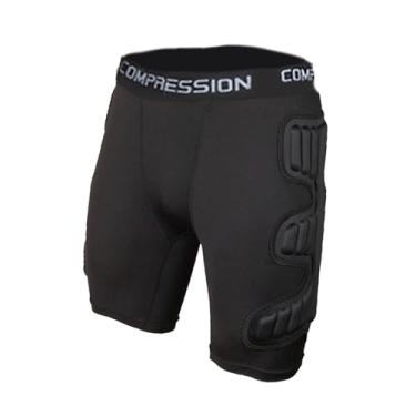 Imagem de oshhni Shorts de proteção para goleiro, proteção para coxa, contra impactos, shorts de goleiro de futebol para esqui, Preto, M