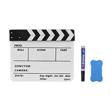 Imagem de lyrlody Lyrlody Acrylic Dry Erase Clapper Board Kit, Diretor de Cinema Slate Com área de Timecode para Filmes de Vídeo, Inclui um Marcador Magnético Pen & Felt (Bastão branco e preto)