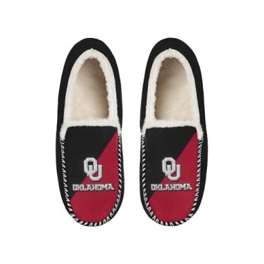 Imagem de FOCO Chinelo mocassim unissex unissex licenciado oficialmente com logotipo colorido block, forro sherpa, Oklahoma Sooners, 13-14 Women/11-12 Men