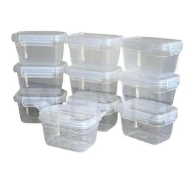 Imagem de Kit 10 Potes de Plastico 600ml Hermético Marmita com Tampa 4 Travas (10 UNIDADES)