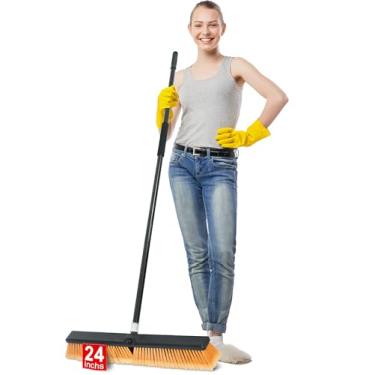 Imagem de PBHEPJ Vassoura de 61 cm para uso externo, resistente, vassoura de loja com faixa longa de 152 cm para limpar azulejos externos ou internos, garagem, loja, deck, concreto, madeira, pedra, piso de
