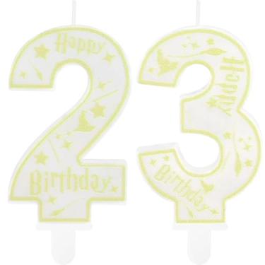 Imagem de Hongplus Velas de aniversário para festa de feiticeiro mágico, número 23, enfeite de bolo, tema escolar, feliz aniversário de 23 anos, decorações de bolo para meninos, meninas, crianças, lembrancinhas