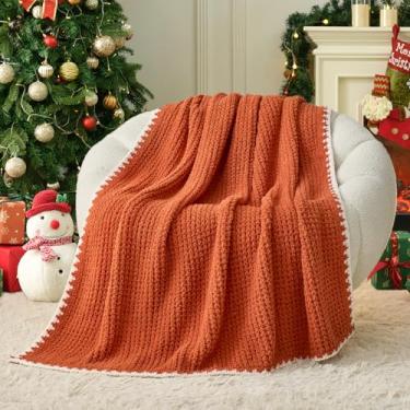 Imagem de Snuggle Sac Cobertor de waffle creme para sofá-cama 127 x 152 cm, cobertor bege reversível de microfibra, fofo, felpudo, aconchegante de malha, mantas macias para mulheres, mães, presentes de