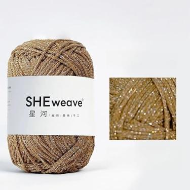 Imagem de Fio de macramê de 1,5 mm, cordão de macramê 100% algodão, fio de crochê 100 programas, fio brilhante, fio brilhante com glitter para crochê, suéter de tricô, cachecol (brilho em tom de terra)