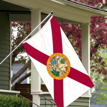 Imagem de Bandeira do estado da Flórida com 3 camadas 6,5 x 9,5 m 150D poliéster dupla face exterior resistente cores vivas com cabeçalho de lona durável e 2 ilhós de latão
