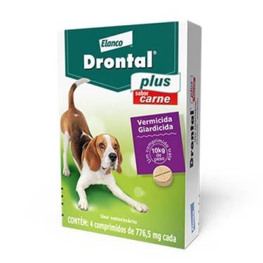 Imagem de Drontal Plus Vermífugo para Cães 10kg Elanco sabor carne 4 Comprimidos