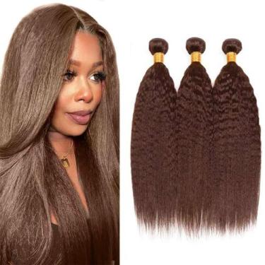 Imagem de Pacotes de cabelo NiegMeag Brown Kinky Straight Brazilian 8A 14cm