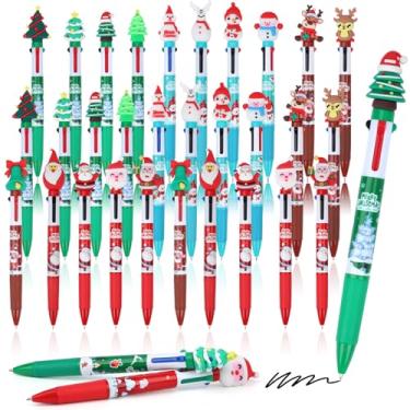 Imagem de SAYAYA 60 canetas multicoloridas de Natal, todas em uma, canetas esferográficas 4 em 1 de 0,5 mm, canetas retráteis, Papai Noel, boneco de neve, rena, para estudantes, escola, escritório, colegas de