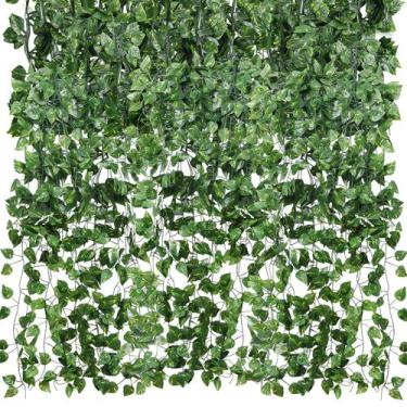 Imagem de Artificial Ivy Garlands CEWOR, pacote com 48 videiras verdes de 2,2 m