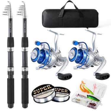 Imagem de Vara de pesca Combo Tripquips telescópica de fibra de carbono de 2,1 m