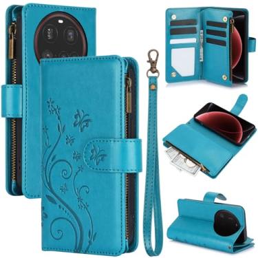 Imagem de Capa carteira para Xiaomi 15 Ultra, couro sintético e TPU à prova de choque, 6 compartimentos para cartões/compartimento para dinheiro/bolso com zíper, fecho magnético, alça de pulso removível