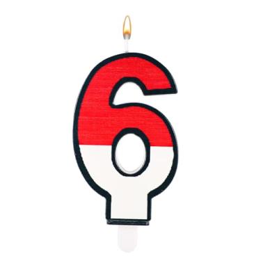 Imagem de Vela de aniversário, desenho animado vermelho e branco vela de bolo de aniversário número decorativo vela topo de bolo vela decorações de bolo de aniversário para artigos de festa de aniversário de