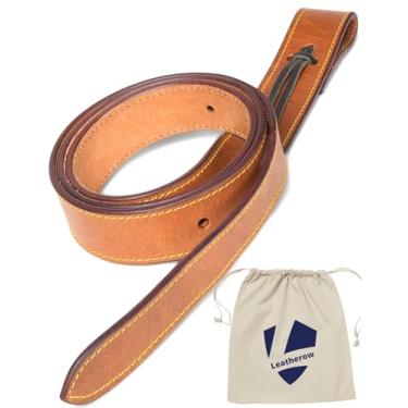 Imagem de Leatherow Alça de amarração Latigo Leather Saddle Cinch – Alça de sela ocidental – Cinch de couro – Acessórios para circunferência do cavalo (bronze, 182 cm de largura))