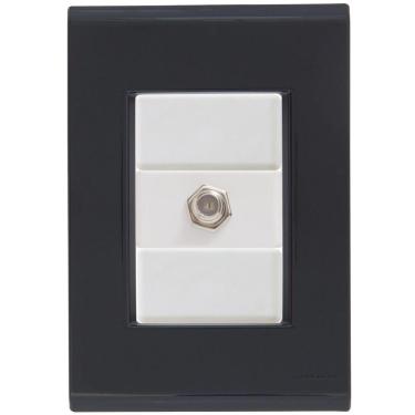 Imagem de Cj Tomada Conexão Tv Sat Coaxial Liz Grafite Tramontina Completo Pronto Tramontina