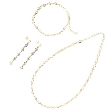 Imagem de Conjunto Feminino Dourado Choker Pulseira e Brinco Zircônia Cristal Semijoia Folheada a Ouro 18k