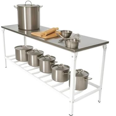 Imagem de Mesa De Serviço Com Prateleira Grade E Tampo Em Inox Linha Leve - 190x55