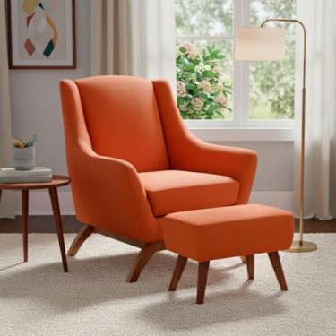 Imagem de Poltrona Dekorien Juliet Premium Linho com Puff (Linho Ferrugem)