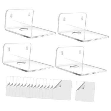 Imagem de Baoblaze Conjunto de 4 Prateleiras Flutuantes de Acrílico para Parede, Suporte para Mini Alto-falantes, Ideal para Decoração de Quarto, Banheiro, Plantas e