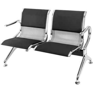 Imagem de Banco De Sala De Espera De 2 Lugares Com Braços, Cadeira De Escritório De Couro, Cadeiras De Recepção Para Sala De Espera Escritório Aeroporto Hospital Banco