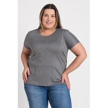 Imagem de T-shirt Feminina Plus Size Visco Básica - Serena, G4, Mescla escuro