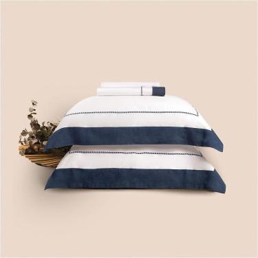 Imagem de Jogo de Cama Queen Altenburg Haus Algodão Egípcio e Linho Supremo Azul Intenso