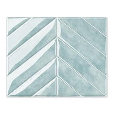 Imagem de Chevron – Azulejo de parede autoadesivo para cozinha, banheiro, escritório, verde glauco - 5 folhas