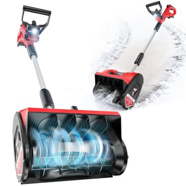 Imagem de Pá de neve sem fio de 30 cm compatível com bateria Milwaukee 18 V, soprador de neve elétrico para remoção de neve em passarelas de garagem, luz de trabalho de LED, distância de projeção de 20 m
