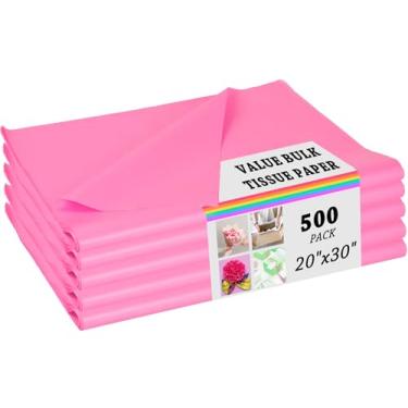 Imagem de PINWATT 500 folhas de papel de seda rosa para sacos de presente - papel de embrulho em massa papel de embalagem rosa de 20 x 30 polegadas para envoltório de presente enchimento artesanato di