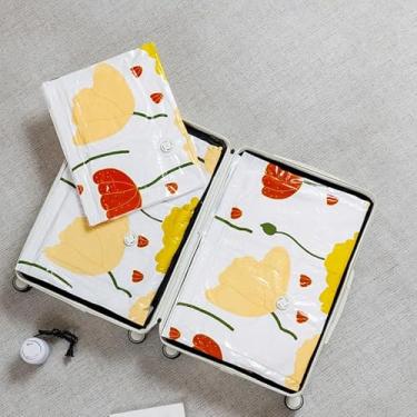Imagem de Sacos de armazenamento a vácuo de flores para roupa de cama, sacos de vedação de 45 x 70 cm para edredons, cobertores, roupas e travesseiros - Solução para economia de espaço, M