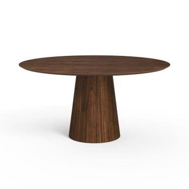 Imagem de Mesa De Jantar Redonda 160cm Scandi 8 Lugares Lamina Natural De Madeira Castanho