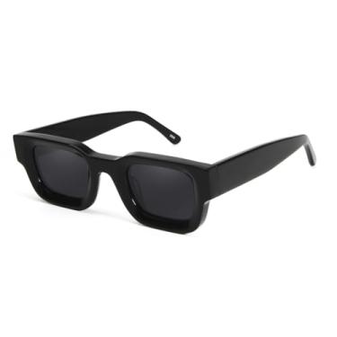 Imagem de JRLLFD Óculos de sol de rua masculino, verde, acetato, polarizado, feminino (preto, cinza)