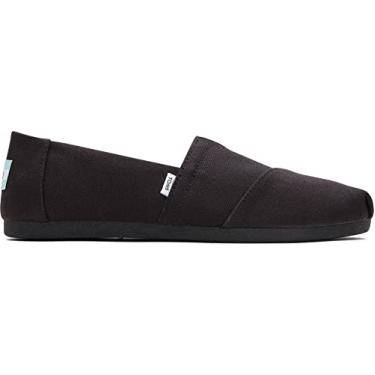 Imagem de TOMS Sapatilhas femininas Alpargata sem cadarço, Lona de algodão reciclado preto/preto, 8 Wide
