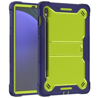 Imagem de Capa para tablet Samsung Galaxy Tab S10 Lite de 10,9 polegadas – Capa protetora de silicone à prova de choque com suporte, estilo comercial resistente a quedas (azul + amarelo)