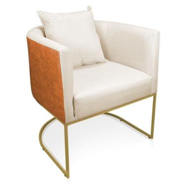 Imagem de Poltrona Paola Corano Nozes com Linho Grosso Bege A19 Base Metálica Do