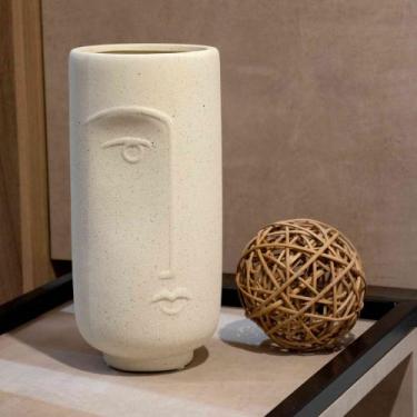 Imagem de Cachepot Decorativo Rosto Em Cerâmica Areia 28x13 cm M02 - D'Rossi