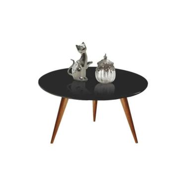 Imagem de Mesa Mesinha De Centro 70cm Laqueado Com Vidro Preto