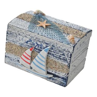 Imagem de Generic Caixa de joias pequena, tipo do, estojo para ornamentos, caixa de madeira decorativa para decoração de casa de campo, lembrancinhas e, com Barco