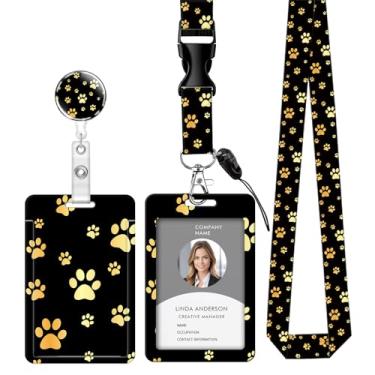 Imagem de Cordão retrátil para crachá de identificação com clipe e chaveiro, ajustável, bonito carretel de separação, durável, perfeito para mulheres enfermeiras, professoras, trabalhadoras de escritório (pata