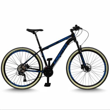 Imagem de Bicicleta Aro 29 Cripto 24 Marchas Freios Disco E Suspensão Pneu Bege - Preto/azul - 17" Preto/azul