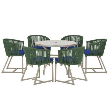 Imagem de Mesa e 6 Cadeiras De Jantar Noronha Fendi E10 Trama Original Verde